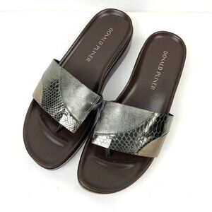 Donald J. Pilner Women's Fifi Silver & Gold Tone Slides Syntetic Platform Sz 9M
